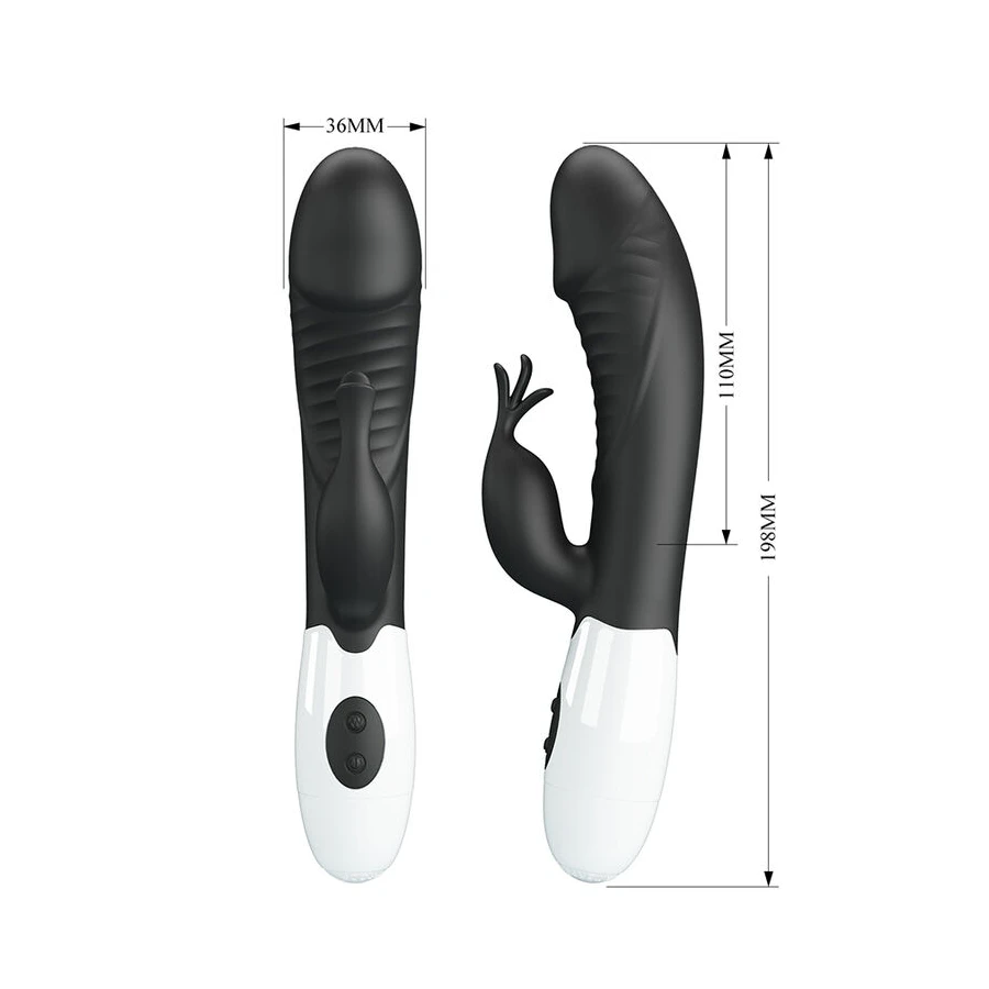PRETTY LOVE - VIBRATORE A CONIGLIO RASMUSSEN 30 FUNZIONI NERO